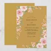 Ockerrote Rosenhochzeit Einladung (Vorne/Hinten)