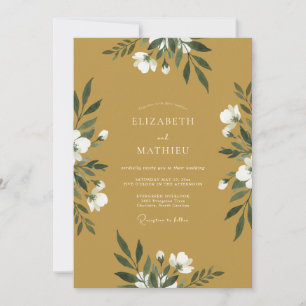 Ockerweiße Blatt-Hochzeit Einladung