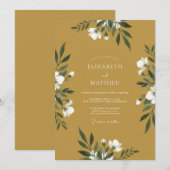 Ockerweiße Blatt-Hochzeit Einladung (Vorne/Hinten)