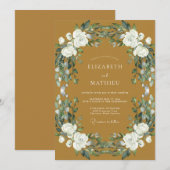 Ockerweiße Rosenhochzeit Einladung (Vorne/Hinten)