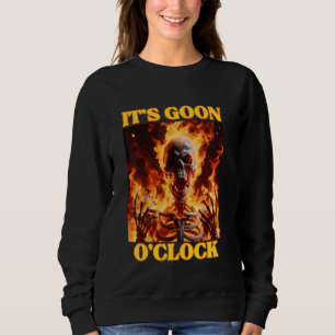 O'clock Funny Cringe Hard Skeleton Meme Fl Sweatshirt