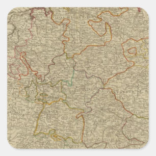 Oclored Atlaskarte Deutschlands Hand Quadratischer Aufkleber