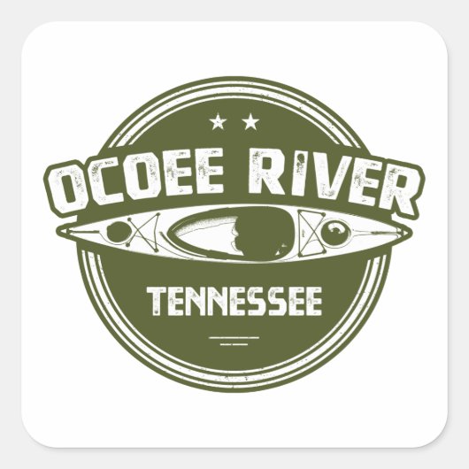 Ocoee River, Tennessee Quadratischer Aufkleber (Vorderseite)