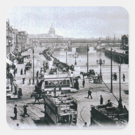 O'Connell Bridge and River Liffey, Dublin Quadratischer Aufkleber (Vorderseite)