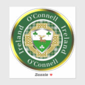 O'Connell Irish Shield/Celtic Cross Personalisiert Aufkleber (Blatt)
