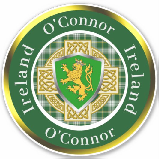 O'Connor Irish Shield/Celtic Cross Personalisiert Aufkleber (Vorderseite)
