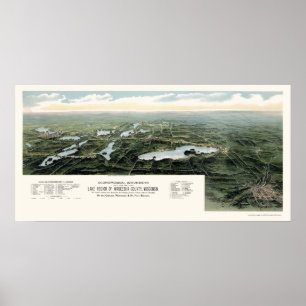 Oconomowoc und Waukesha, panoramische Karte WI - Poster