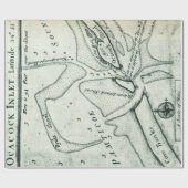 Ocracoke Inlet Map - Blackeard's Anchoring (1733) Geschenkpapier (Flach)
