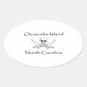 Ocracoke Insel-North Carolina-Piraten-Logo Ovaler Aufkleber