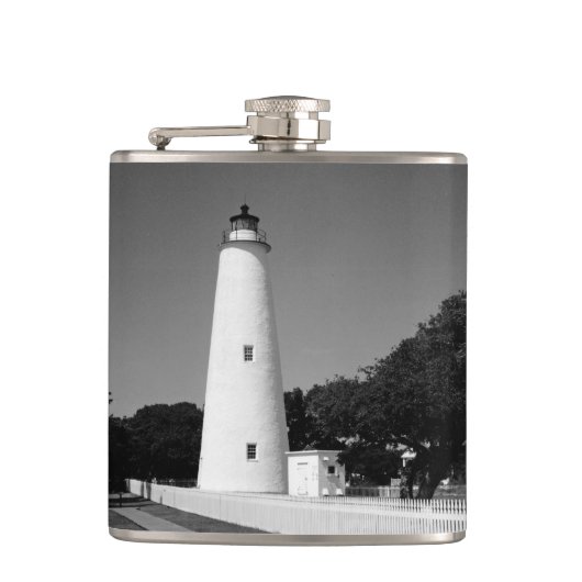 Ocracoke-Leuchtturm Flachmann (Vorderseite)
