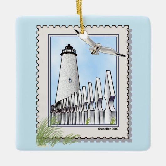 Ocracoke Leuchtturm quadratische Ornamente (Vorderseite)