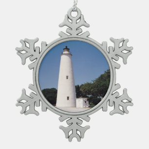 Ocracoke-Leuchtturm Schneeflocken Zinn-Ornament