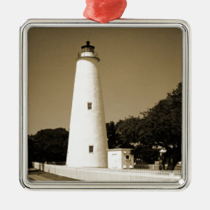 Ocracoke-Leuchtturm Silbernes Ornament