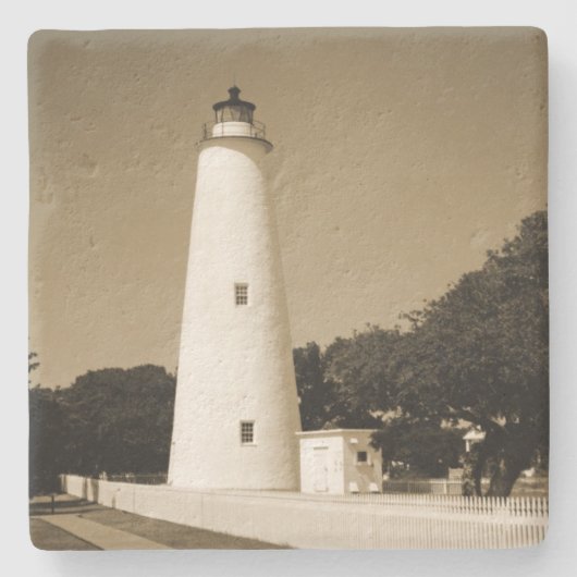Ocracoke Leuchtturm Steinuntersetzer (Vorderseite)