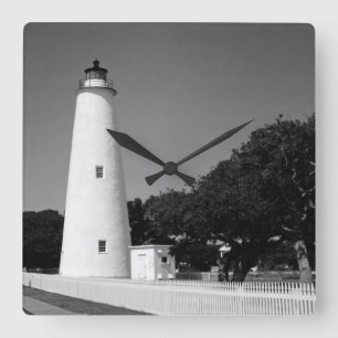 Ocracoke Lighthouse Quadratische Wanduhr
