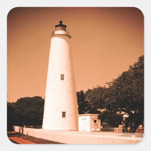 Ocracoke Lighthouse Quadratischer Aufkleber (Vorderseite)