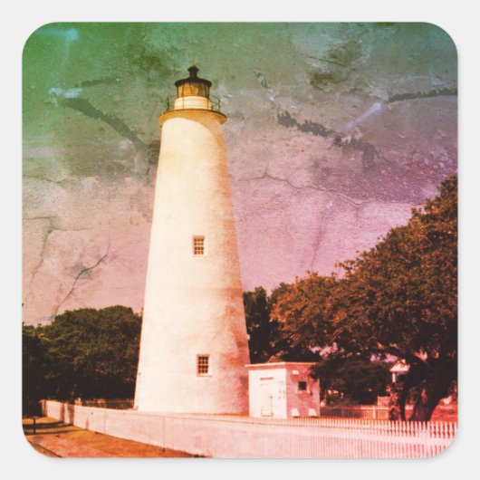 Ocracoke Lighthouse Quadratischer Aufkleber (Vorderseite)