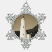 Ocracoke Lighthouse Schneeflocken Zinn-Ornament (Vorderseite)