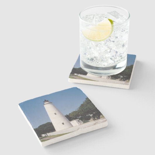 Ocracoke Lighthouse Steinuntersetzer (Seitenansicht)