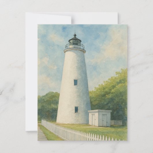 Ocracoke Lighthouse Wasserfarbe Mitteilungskarte (Vorderseite)