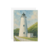 Ocracoke Lighthouse Wasserfarbe Mitteilungskarte (Vorderseite/Rückseite Beispiel)