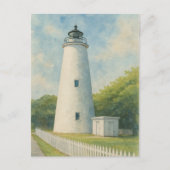 Ocracoke Lighthouse Wasserfarbe Postkarte (Vorderseite)