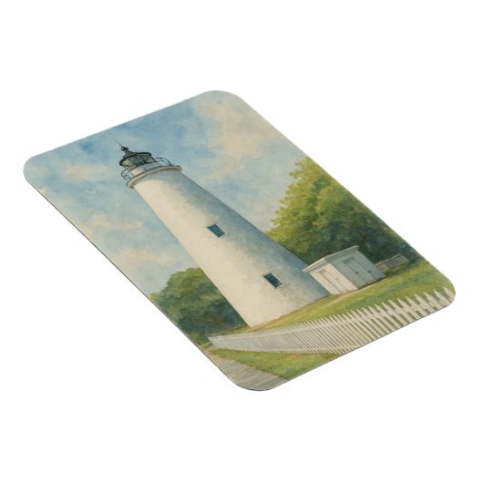 Ocracoke Lighthouse Watercolor Magnet (Rechte Seite)