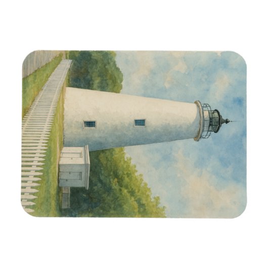 Ocracoke Lighthouse Watercolor Magnet (Horizontal)