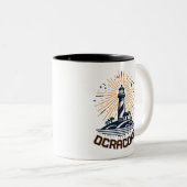 Ocracoke North Carolina Lighthouse Sunrise Zweifarbige Tasse (VorderseiteRechts)