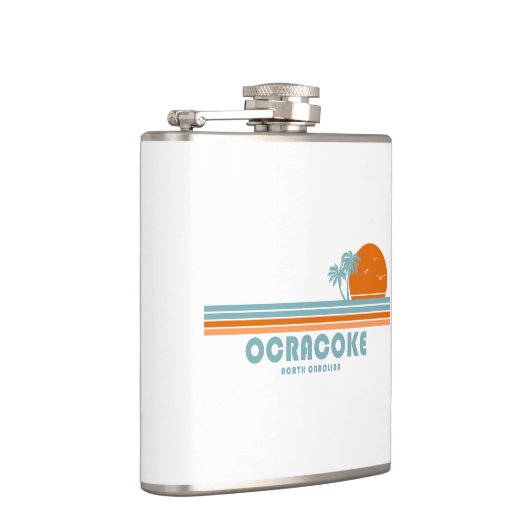 Ocracoke North Carolina Sun Palm Trees Flachmann (Rechts)