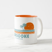 Ocracoke North Carolina Sun Palm Trees Zweifarbige Tasse (VorderseiteRechts)
