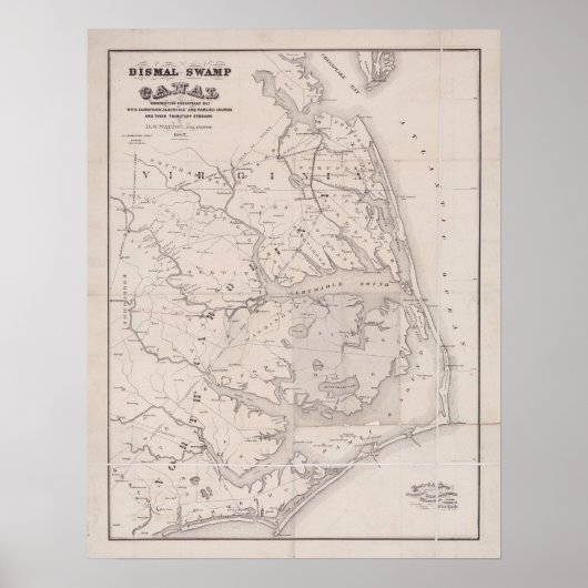 Ocracoke Virginia 1867 Antike Karte Poster (Vorne)