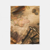 Octant, Kompass und Teleskop auf Seekarte Fleecedecke (Vorderseite)