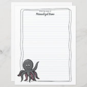 Octavia Octopus Lined Paper Sheets (Vorne/Hinten)
