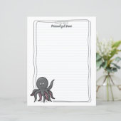 Octavia Octopus Lined Paper Sheets (Stehend Vorderseite)