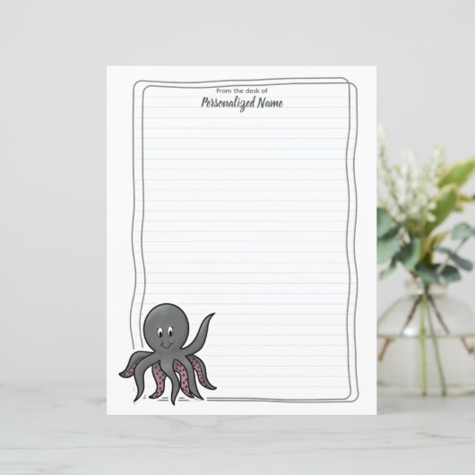 Octavia Octopus Lined Paper Sheets (Stehend Vorderseite)