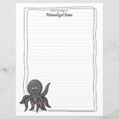 Octavia Octopus Lined Paper Sheets (Vorderseite)