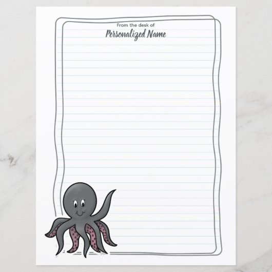 Octavia Octopus Lined Paper Sheets (Vorderseite)