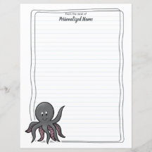 Octavia Octopus Lined Paper Sheets