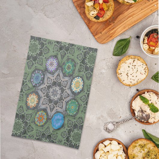 Octo heller arabesque Maurische Stein Grün Geschirrtuch