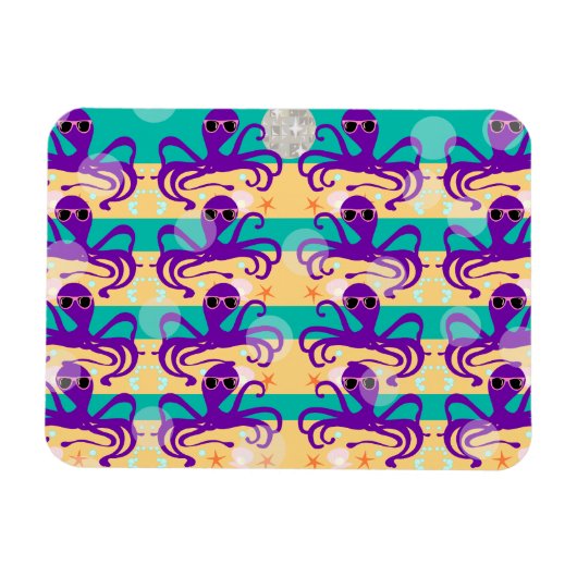 Octo Party Octopus Muster Magnet (Horizontal)