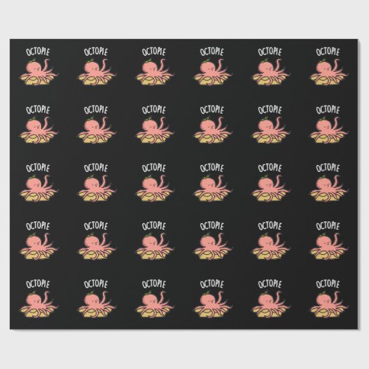 Octo-Pie Funny Octopus Pie Pun Dark BG Geschenkpapier (Flach)