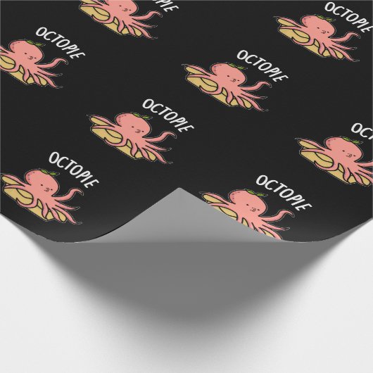 Octo-Pie Funny Octopus Pie Pun Dark BG Geschenkpapier (Ecke)