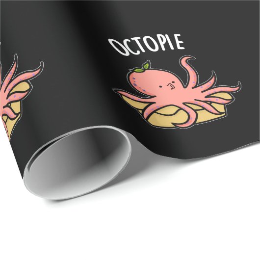 Octo-Pie Funny Octopus Pie Pun Dark BG Geschenkpapier (Rolleneckpunkt)