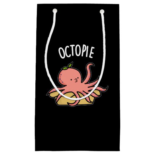 Octo-Pie Funny Octopus Pie Pun Dark BG Kleine Geschenktüte (Vorderseite)