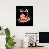Octo-Pie Funny Octopus Pie Pun Dark BG Poster (Heimbüro)
