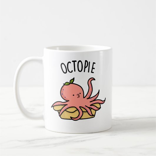 Octo-Pie Funny Octopus Pie Pun Kaffeetasse (Links)