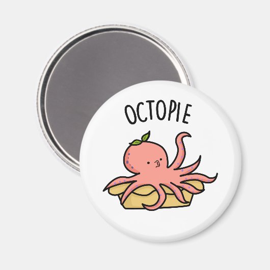 Octo-Pie Funny Octopus Pie Pun Magnet (Vorderseite/Rückseite)