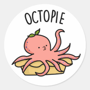 Octo-Pie Funny Octopus Pie Pun Runder Aufkleber