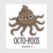 Octo-poos Funny Octopus Pun Aufkleber (Blatt)